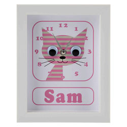 Stripey Cats Personalised Sammy Stripey Cat Framed Clock, 23 x 18cm